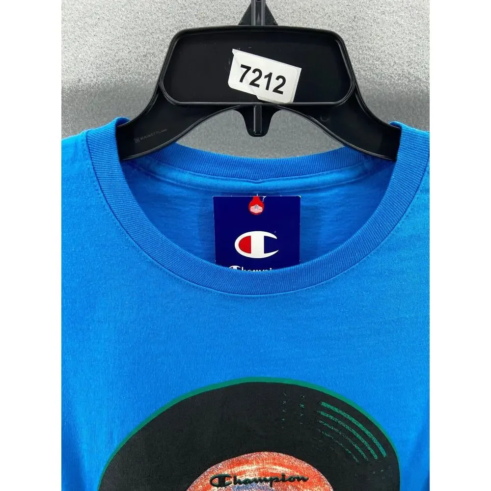 NWT Champion T-Shirt Mens M Blue Classic Graphic Vinyl Record Pullover Crew Neck - Picture 13 of 14